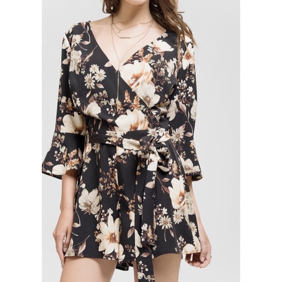 sweet wanderer Other - SALE! Sweet Wanderer Black floral romper size L.